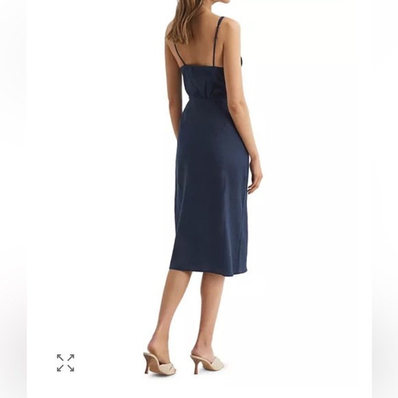 REISS | Esme Linen Dress navy 4 - Picture 5 of 14